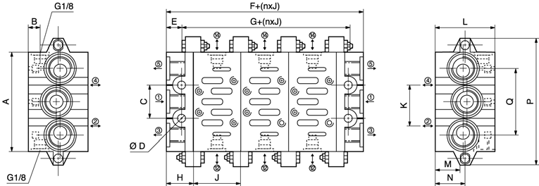 matning P2N-AM513BT Multipelplatta och anslutningsstycke med sidoanslutning (P2N-EM / FM.