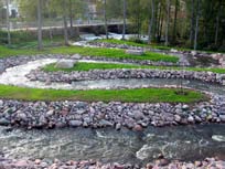 Slingriga omlöp (Figur 9) blir erosionskänsliga. Vattenströmmen tvingas ideligen att byta riktning vilket ger hög erosion av stränder.