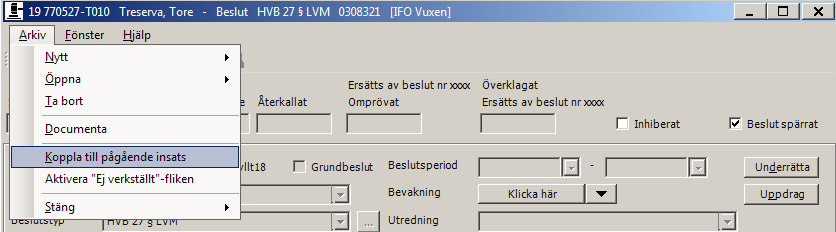 och spara om insatsen. Därefter kan du ta bort insatsen genom att klicka på Krysset. 3.