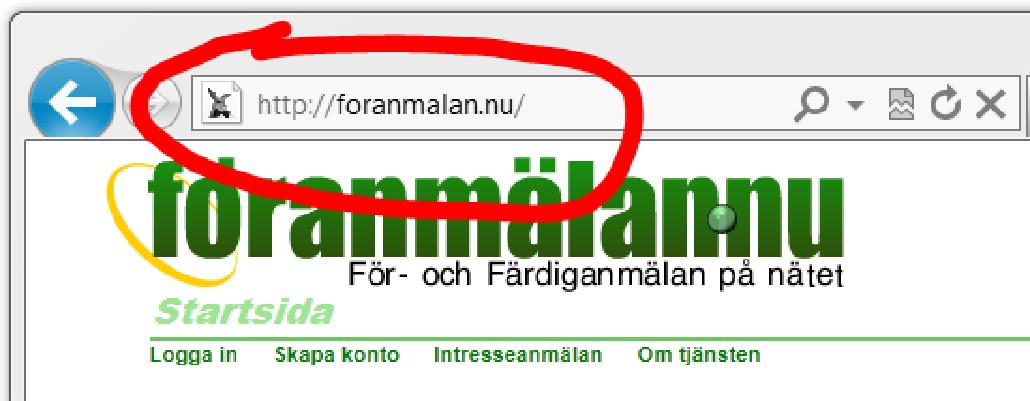 Komma igång Starta För att använda tjänsten behöver du ha tillgång till en någorlunda modern Windowsdator. Starta webbläsaren Internet Explorer och skriv in föranmälan.nu i adressfältet.