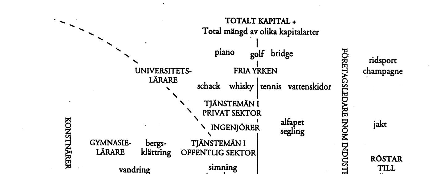 Sociala rum, fält och marknader I figur 3, som ska ses som ett exempel på den övergripande strukturen av det sociala rummet i Frankrike, är olika sociala positioner