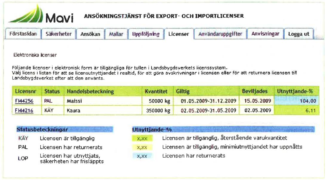 Du kan dessutom följa situationen för sparade och bekräftade ansökningar.