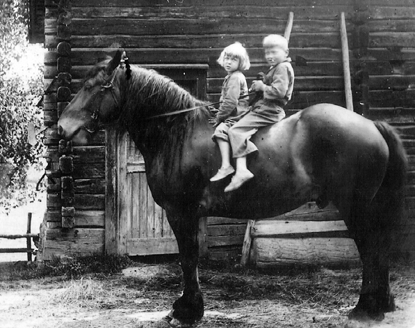 bort 1933, 68 år gammal, och morfar, som var född 1860, fick ett ännu längre liv -1948 gick han bort, då hela 88 år gammal. Livet på Skackerud på 1920-och 1930-talen minns jag mycket väl.