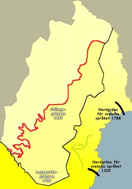 finska samiska svenska Några politiska och språkliga gränser i Lappland.