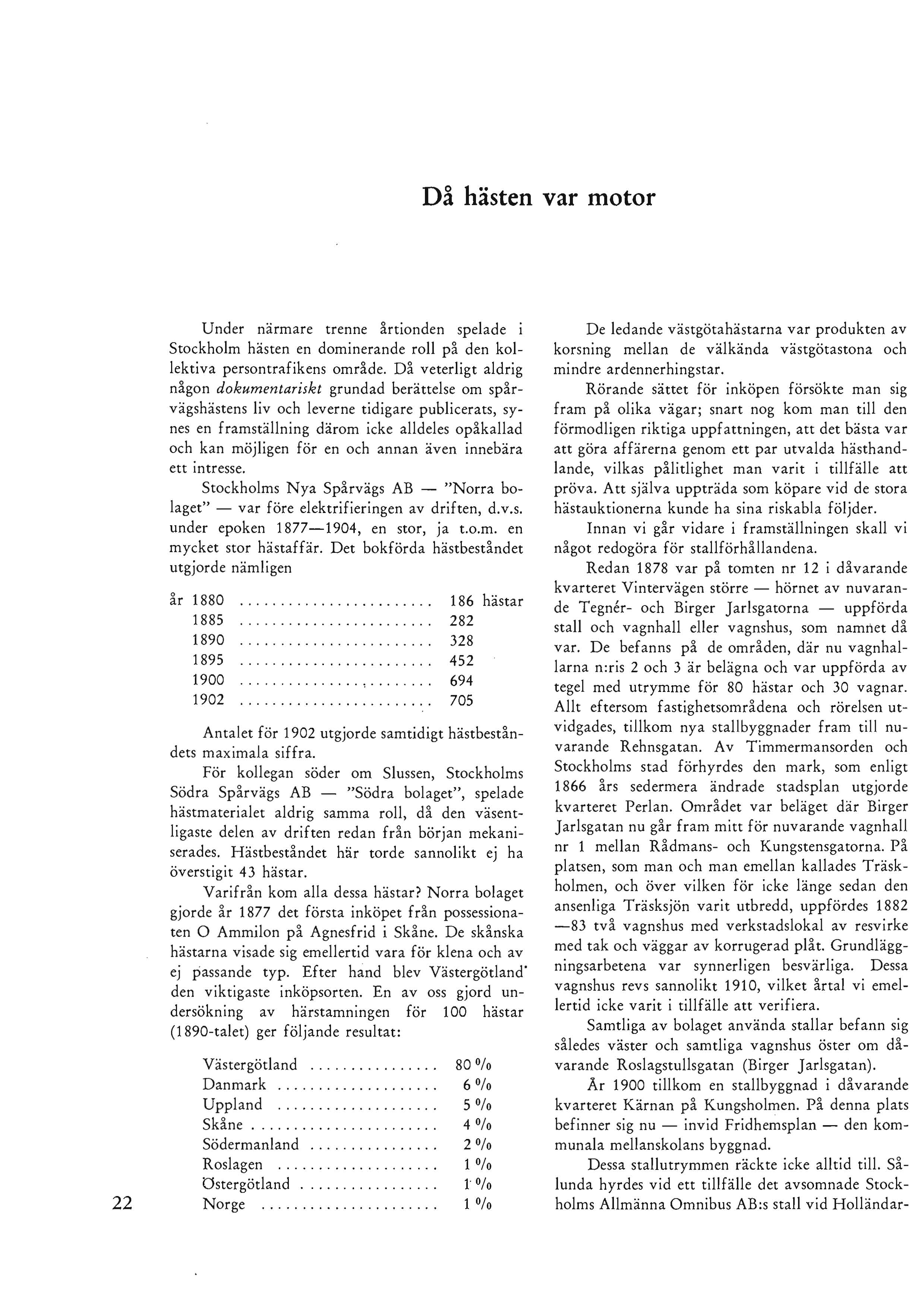 Då hästen var motor 22 Under närmare trenne årtionden spelade i Stockholm hästen en dominerande roll på den kollektiva persontrafikens område.