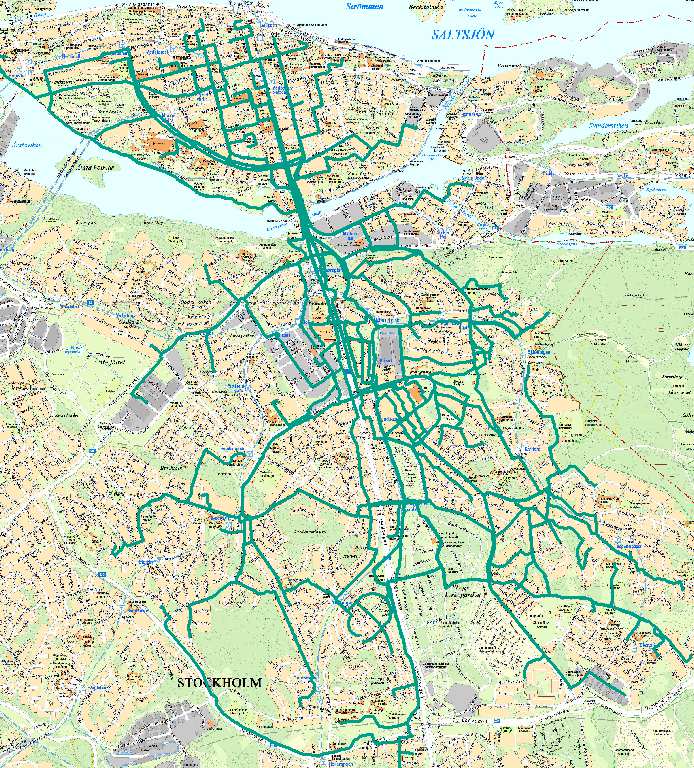 knyts samman med ett grovmaskigt nät av cykelvägar som oftast delas med fotgängare, så kallade GC-vägar. Flera vägar och broar leder in mot stadens centrum från Söderort.