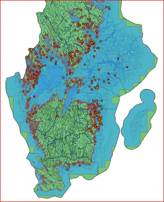 Bilaga 10 Utbredning av Mysis relicta i södra Sverige Förklaring av karta med symboler anges i kap. 6.