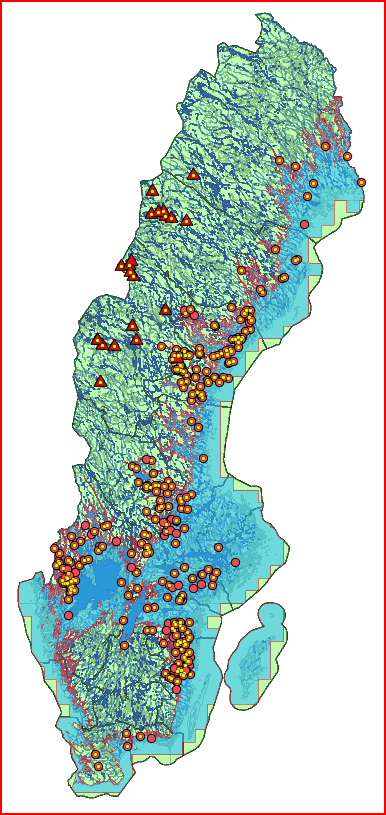 Bilaga 12 Utbredning av Pallasea quadrispinosa i södra Sverige Förklaring av karta med symboler anges i
