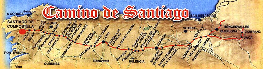 Pilgrimsvandringar till Santiago de Compostela Vi har delat upp den 80 mil långa sträckan i fyra delar. De har lite olika längd, första sträckan är t.