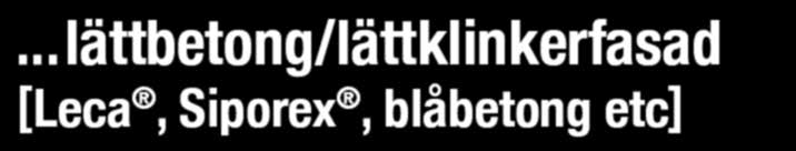 ...lättbetong/lättklinkerfasad [Leca, Siporex, blåbetong etc] Putsade fasader är oftast av lättklinker eller lättbetong. Förväxling kan ske med putsade fasader gjorda av hålsten, håltegel eller tegel.