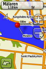 Grundläggande navigering Informationsknapp Så här sparar du en waypoint på kartsidan: 1.