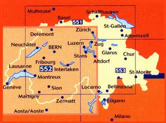 Schweiz Michelin Regional Map Schweiz 551 Nord - Basel-Zürich-Luzern 1:200.