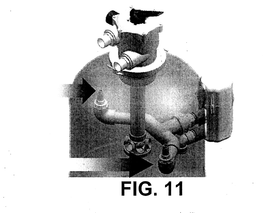 (Fig.12-F) markerad som PUMP på filtret Fixera slang (Fig.12-B) som är utlopps slangen till dammen (fig.12-d) markerad på filtret med POND.