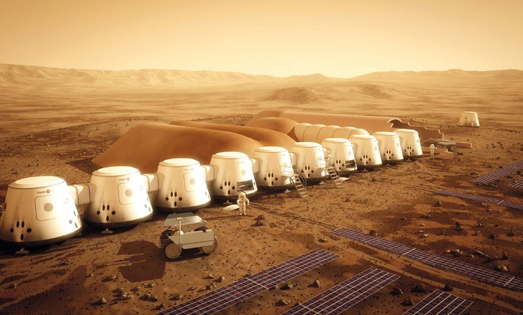 REPORTAGE Framtiden på Mars? Så föreställer sig Mars One-projektet att människor skulle kunna leva. BILD: MARS ONE Idén går ut på att skicka folk på en enkel resa till Mars.