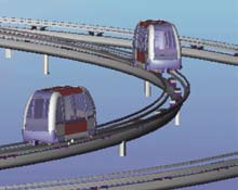 Konstruktör: Siemens Monorail (ett 50-tal platser i världen) Systemet har utvecklats ur gamla Alwegtekniken från 50-talet.