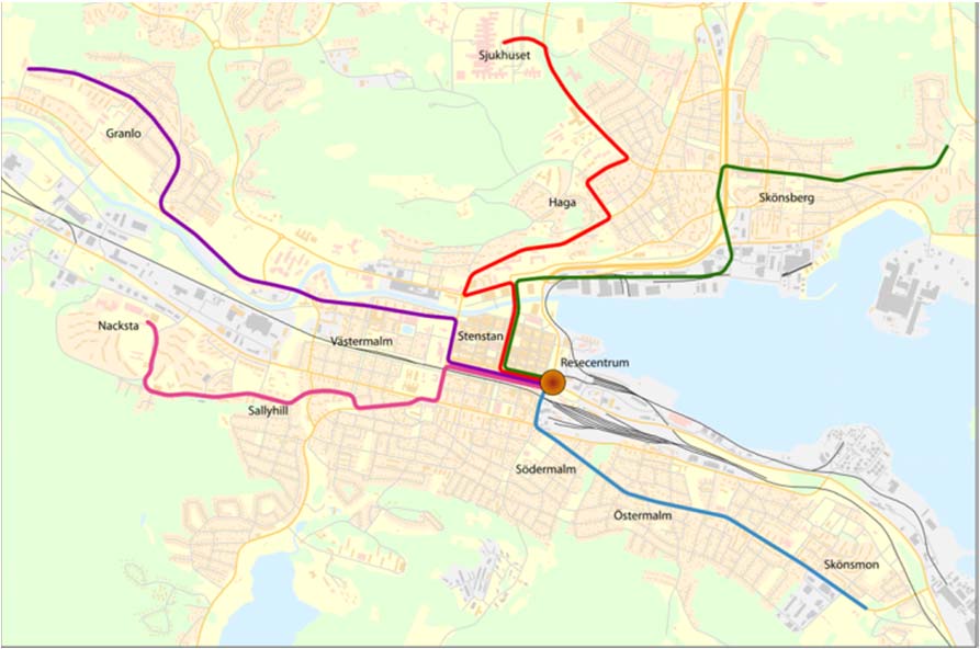 3 Sundsvall: Sjukhuset - Resecentrum Bakgrund Sundsvall är Norrlands tredje största tätort, med något över 50 000 invånare i kommunen år 2010.