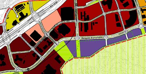 Funktion Tangentvägen förlängs fram till Dialoggatan och skapar därmed ett centralt attraktivt exponeringsstråk med anslutning till det framtida stationsläget för Spårväg Syd.