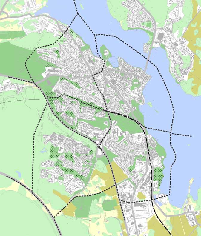 7.2.2 En tillräcklig försörjning av offentliga friytor Kvantitativ försörjning av grönytor inom Strängnäs tätort Mål 5 i Grönplan Del A för Strängnäs kommun är delvis att den kvantitativa försörjning