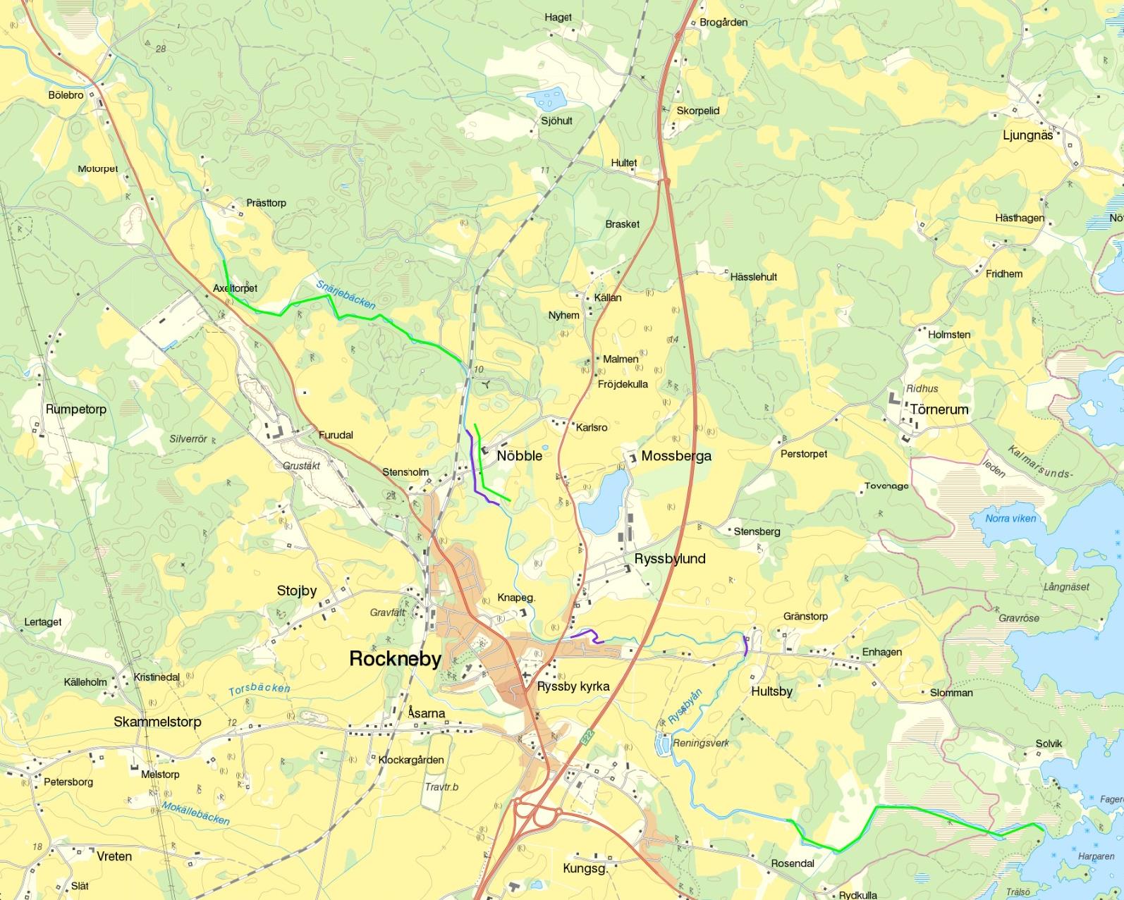 Kartor Lämpliga sträckor för öring (=skyddsvärda strömmande