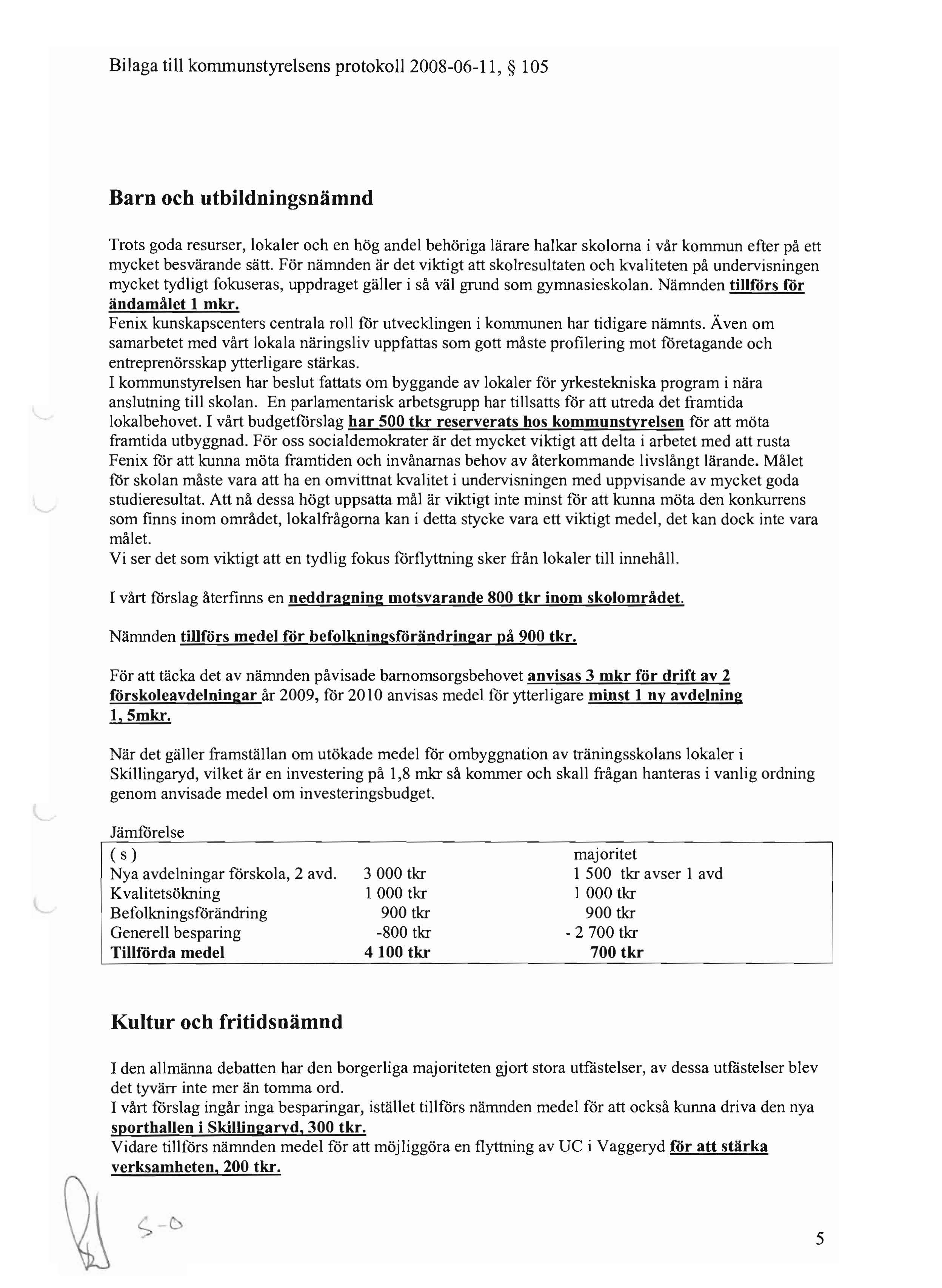 Bilaga till kommunstyrelsens protokoll 2008-06-11, 105 Barn och utbildningsnämnd Trots goda resurser, lokaler och en hög andel behöriga lärare halkar skolorna i vår konunun efter på ett mycket