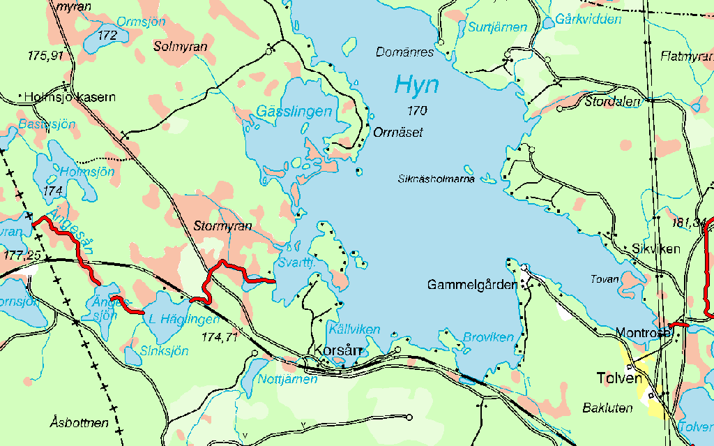 6. ARO: Gavleån Ängesån 6. Ängesån Koord: X: 6784 / Y: 5498 Sammanfattning Ängesån rinner från Håvran vid länsgränsen via Ängessjön, Lilla Häglingen och Hyn för att rinna in i Tolven vid Montrose.