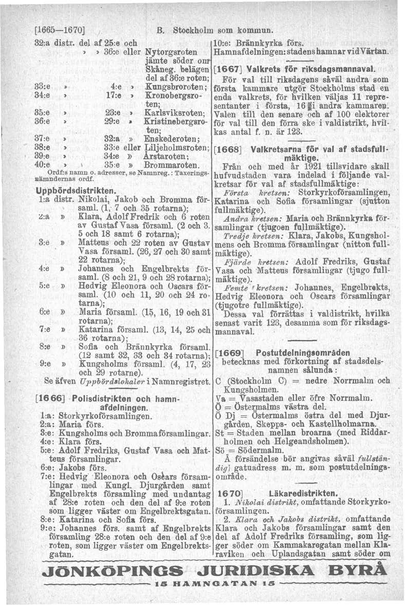 [1665-16701 B. Stockholm som kommun. 32:a distr. del af 25:e och 36:e eller Nytorgsroten jämte söder om Skaneg.
