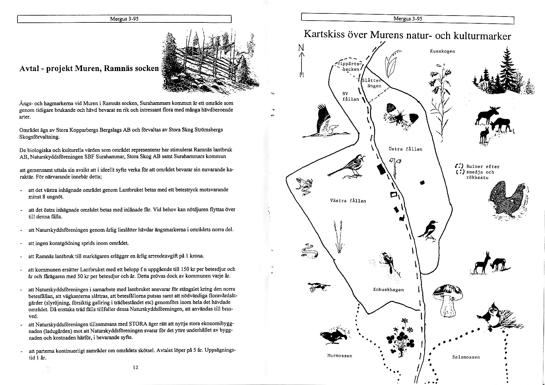 1,95 N Kartskiss över Murens natur- och kulturmarker Aytal - projekt Muren, Ramnäs socketr Äner @hhågm k @ vid Muen i Ralincs socken, SurahM komu air ett otuådc som senon tidige btukdde och håvd