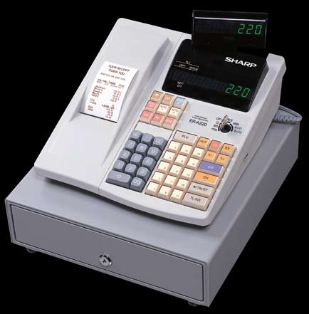 ERA220C Enkel och effektiv Smidigt kassaregister för mindre verksamheter Sharp ERA220C kan programmeras med dina uppgifter för kvittoutskrifter och varugrupper.