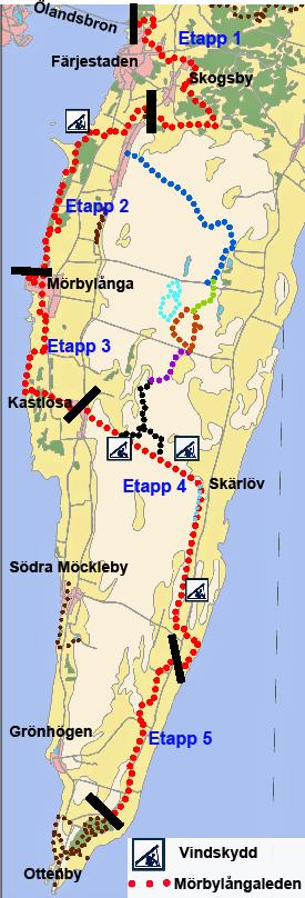 Vandringsleden slingrar sig genom en mosaik av det öländska landskapets olika naturtyper som exempelvis Mittlandsskogen, som anses vara nordeuropas största sammanhängande lövskogsområde söder om