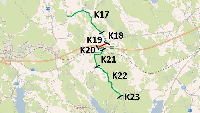 Sträcka K17K23: Djurtorpkommungränsen Karlshamn/Ronneby Sträcka Vägtyp/ Längd ÅDT SDT Hastighet Trafik Bekvämvägnr (m) (bil/ (upp (km/h) säkerhet lighet lastbil) skattad) K17 Djurtorpsvägen Enskild 1