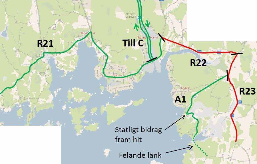 Sträcka R21R23: SaxemaraBussamålaEkenäsRonnebySandvik/Aspan Sträcka Vägtyp/ Längd ÅDT SDT Hastighet Trafik Bekvämvägnr (m) (bil/ (upp (km/h) säkerhet lighet lastbil) skattad) R21 Saxemara Ronneby