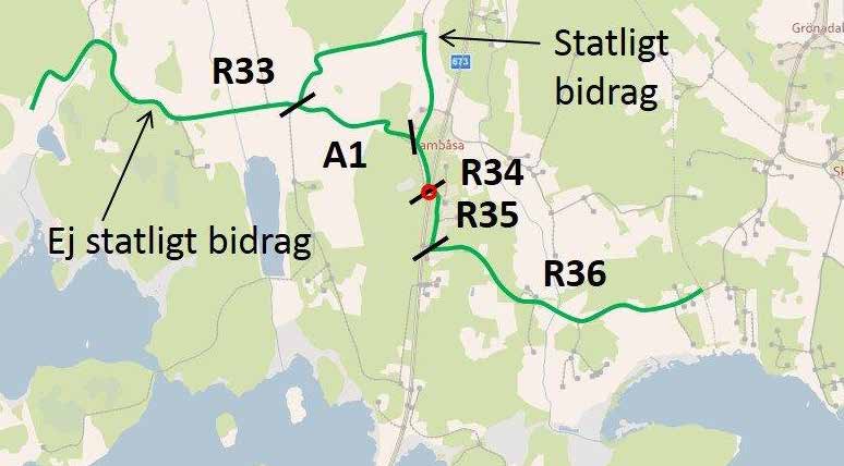 Sträcka R33R36: Vambåsakommungränsen Ronneby/Karlskrona Sträcka Vägtyp/ Längd ÅDT SDT Hastighet Trafik Bekvämvägnr (m) (bil/ (upp (km/h) säkerhet lighet lastbil) skattad) R33 Vägar Vambåsa fram till