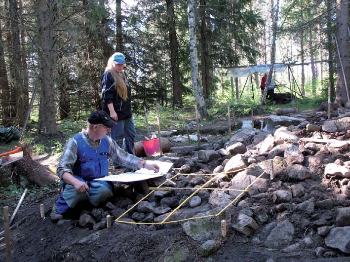 Bild 57. Undersökning av det skogsfi nska torpet Grannäs, Alfta socken, Hälsingland.