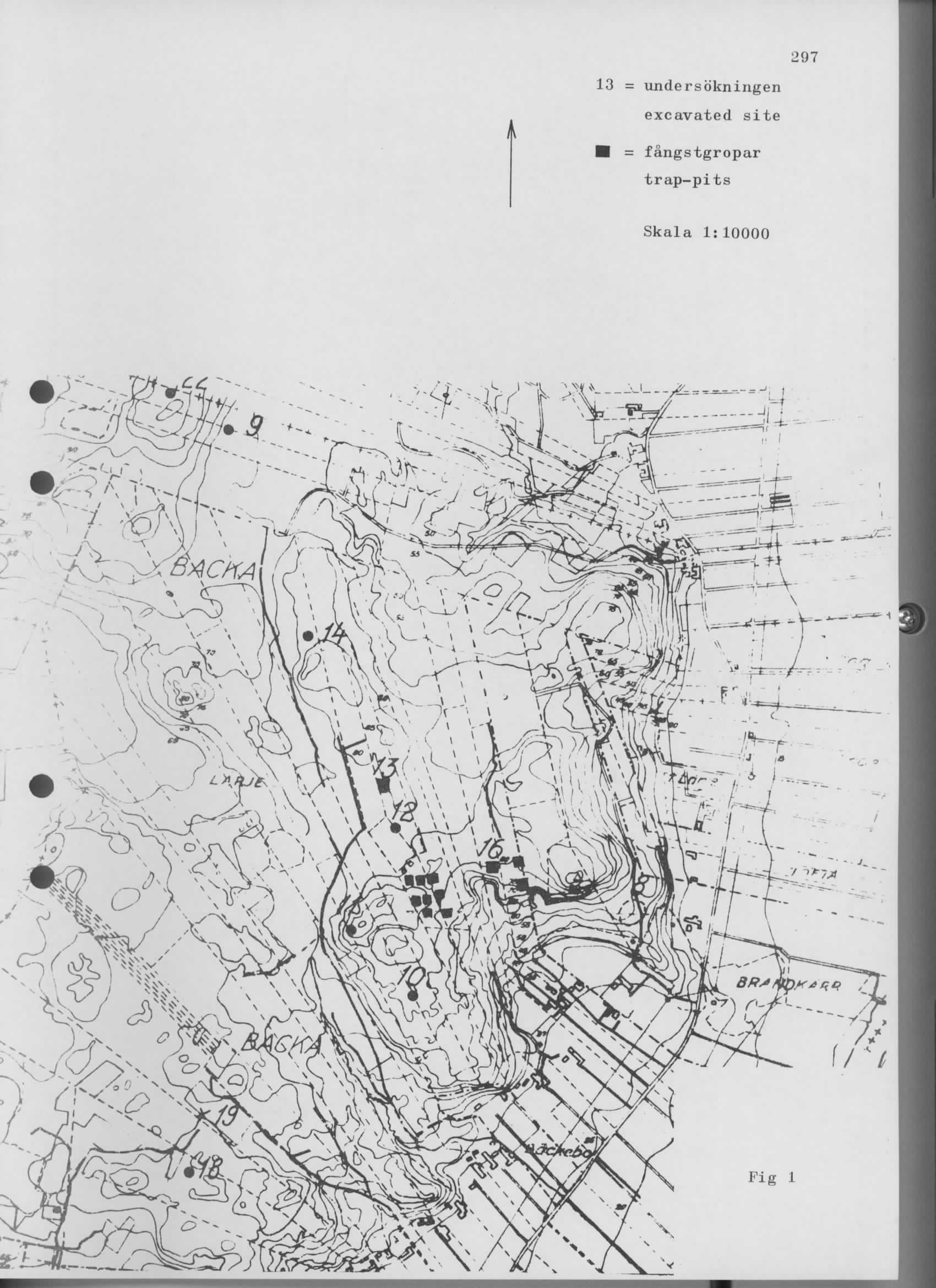 13 = undersokningen excavated site 297