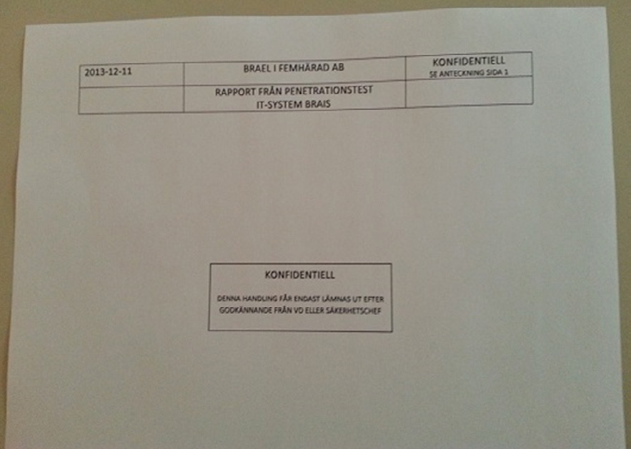 79 Märkningen på första sidan ger en utförligare information än övrig märkning Märkningen i sidhuvudet upprepas genom hela dokumentet Exempel på märkning av pappersmedia.