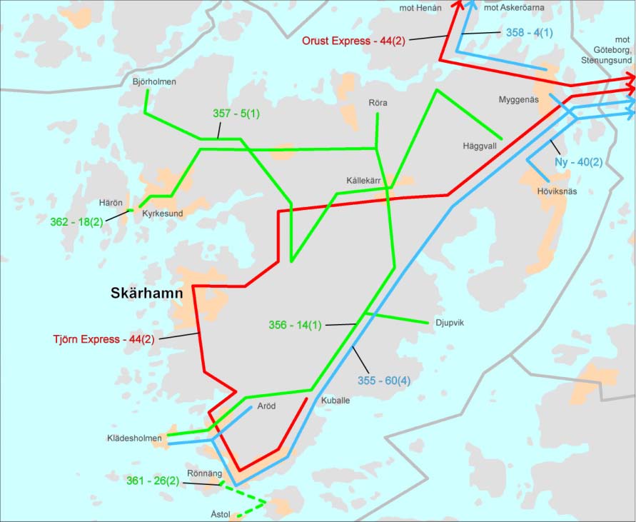 FÖRSLAG TILL FRAMTIDA TRAFIKERING I TJÖRNS KOMMUN TJÖRN 2025 00 00 (0) Regional busstrafik mot Göteborg Övrig regional busstrafik Lokal busstrafik Dubbelturer i maxtimmen Dubbelturer/var Linjenummer