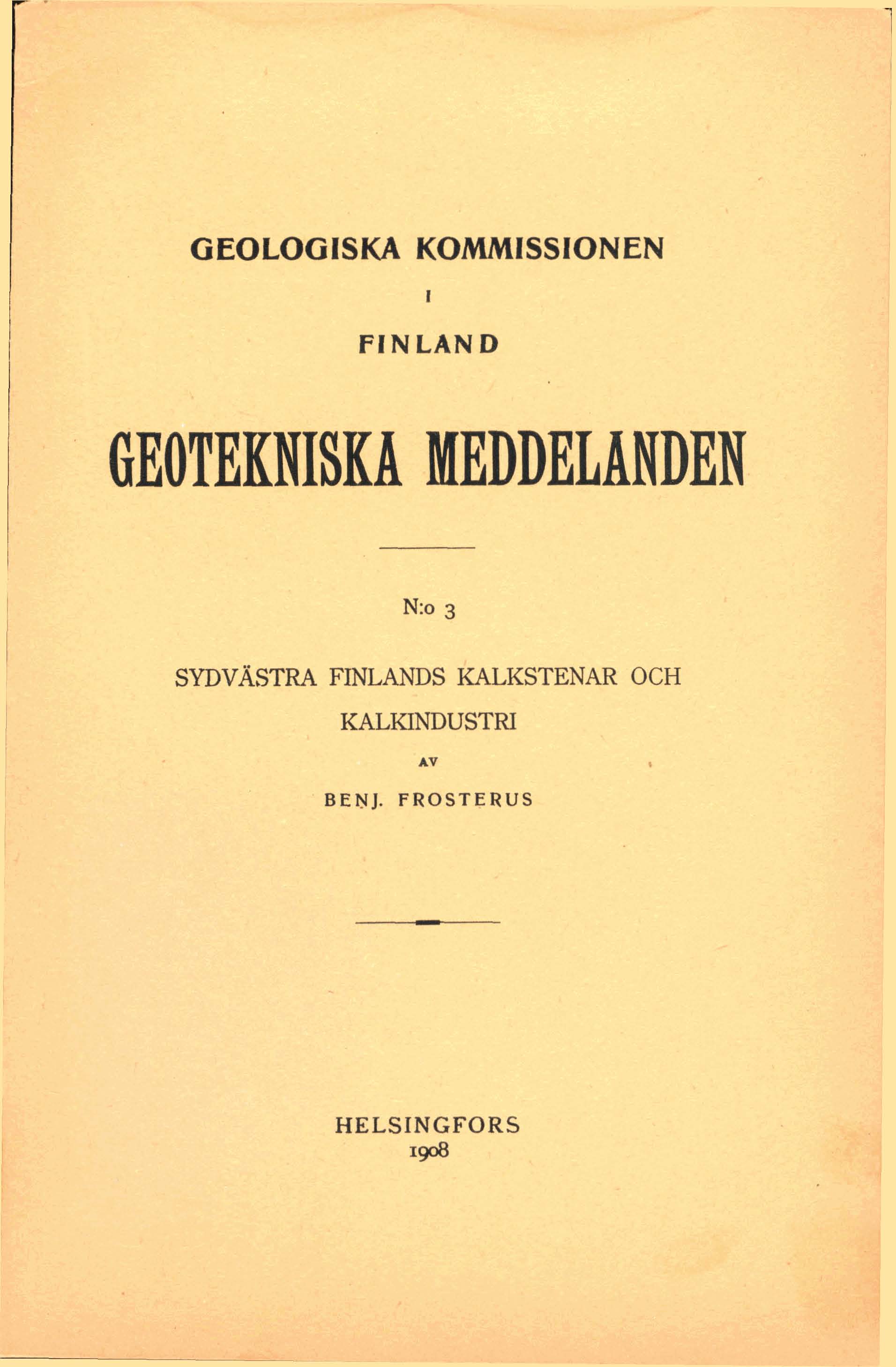 GEOLOGISKA KOMMISSIONEN 1 FINLAND GEOTEKNISKA MEDDELANDEN SYDv&TRA