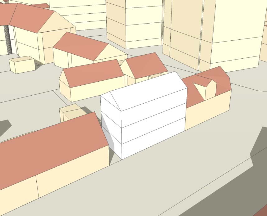 16 (37) Förslaget för nybyggnation på Ehrenberg 4 medger bebyggelse i tre våningar, med högsta totalhöjden 11 meter. För ny exploatering föreslås följande planbestämmelser. III Högsta antal våningar.
