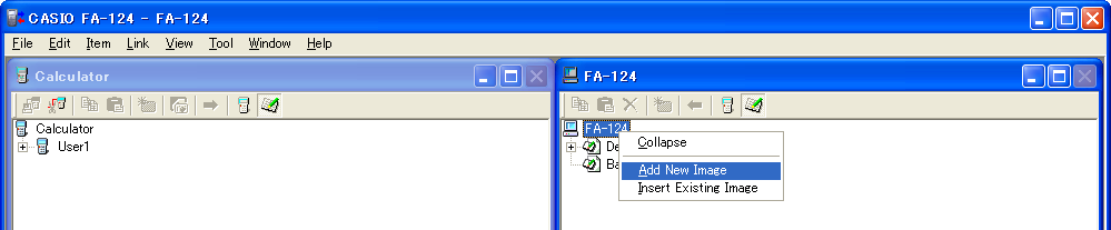 3. Dataöverföring mellan en dator och serien fx-9860g/fx-9750gii/fx-7400gii Lägga till en flash- eller minnesbild Använd följande procedur för att lägga till en flashbild eller minnesbild till