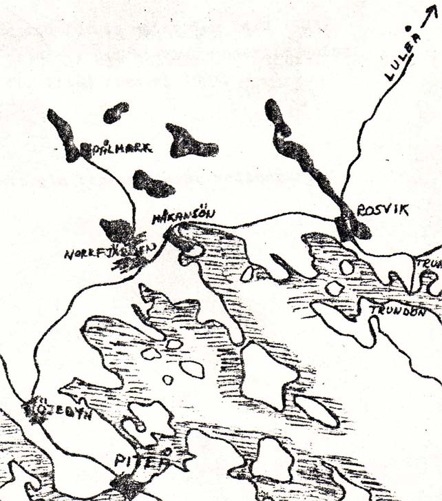 Bilaga 3 Karta över Håkansön med omnejd 207 Karta 1 visar Håkansö med omnejd. Orterna anknyter till F. A: s livshistoria.