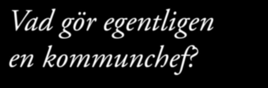 verksamheten sker inom gällande lagstiftning. Det betyder att kommunchefen är den som styr riktlinjerna för arbetet som alla anställda i kommunen gör. Det är inte så glamöröst som det kanske låter.