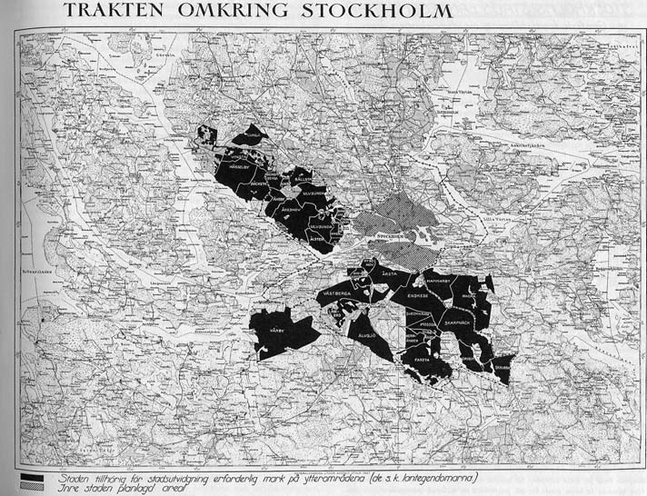 PLANERING MED NYA FÖRUTSÄTTNINGAR Stockholms lantegendomsköp 1903 1940, bild ur Stor-Stockholms villastäder, Stockholm 1942.