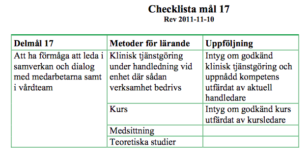 1. Behärska området och/eller förmåga att självständigt kunna handlägga 2. Ha kunskap om området och/eller förmågan att bedöma 3.