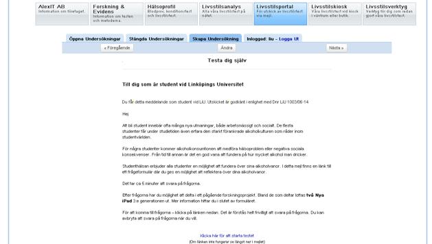 Mejltext till de studerande