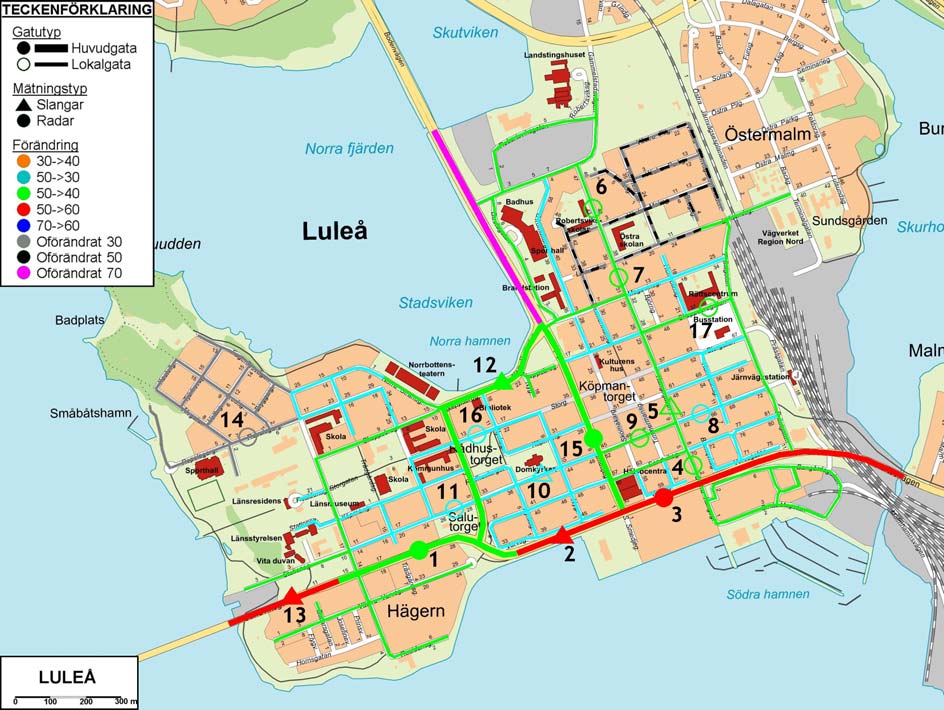 Försöksort Luleå BILAGA 6 Området I Luleå genomfördes försöket i centrum som är ett ca 1,3 kvadratkilometer stort område.