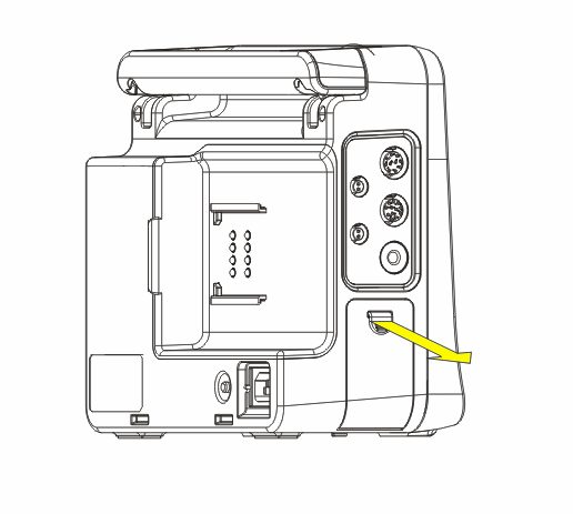 När patientmonitorerna ipm 10 eller ipm 8 drivs med batteriström måste du se till att patientmonitorn är avstängd innan du byter ut batteriet. Så här byter du ett batteri: 1.