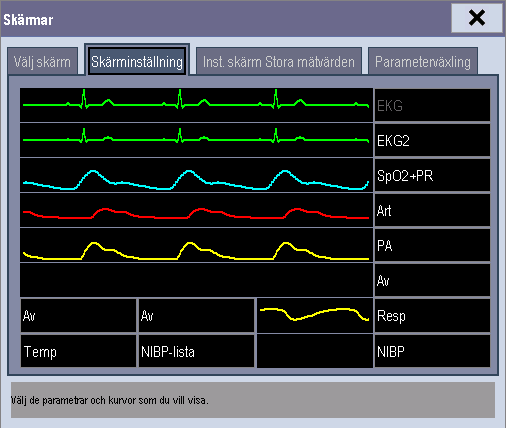 3.5 Använda pekskärmen Du väljer alternativ på skärmen genom att trycka på dem direkt på patientmonitorns skärm.