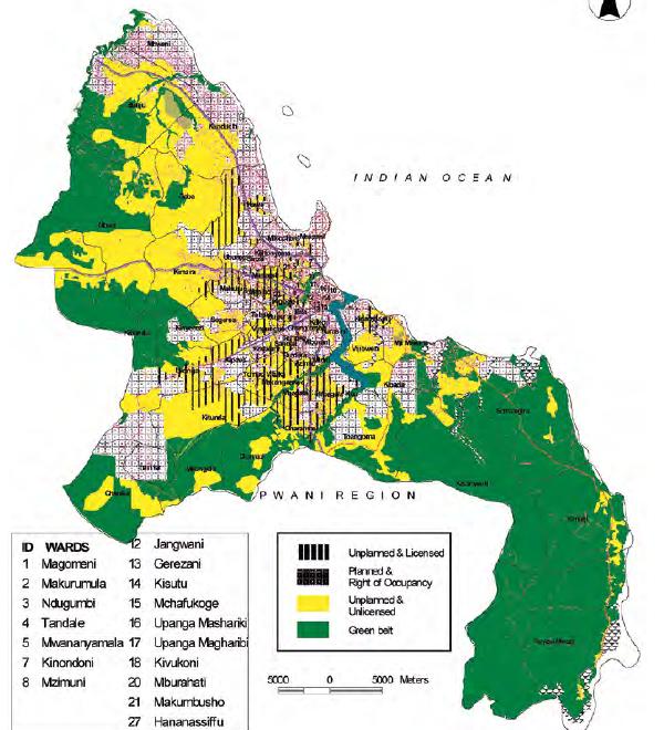 Figur 14. Legaliserings- och licensieringsområden i Dar es-salaam. marknaden av fastigheter.