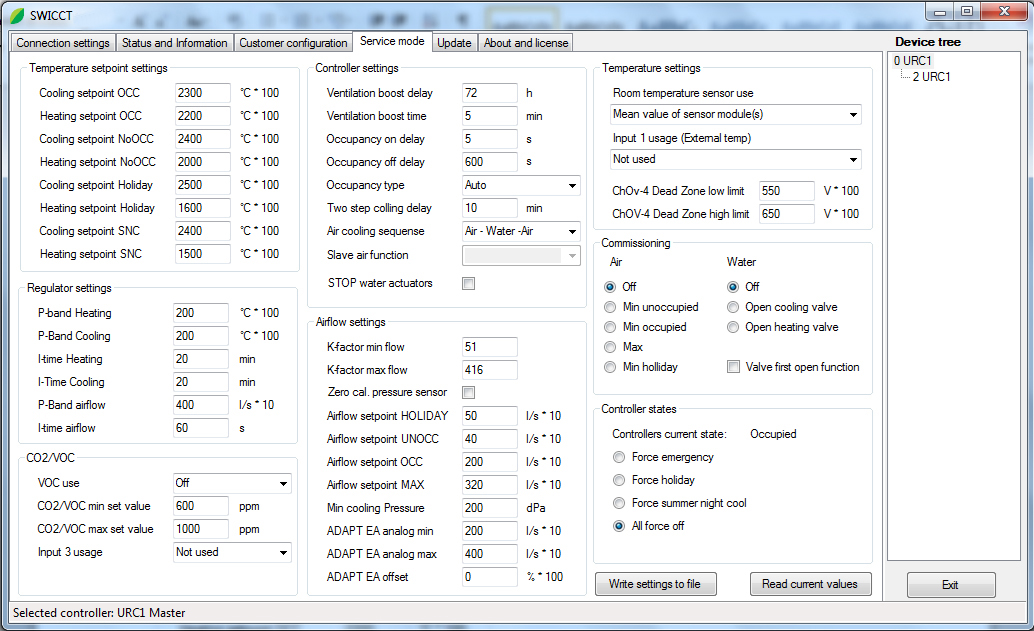 SWICCT SWICCT (SWegon Indoor Climate Configuration Tool) är programmet som gör att man enkelt kan göra inställningar i regulatorn.