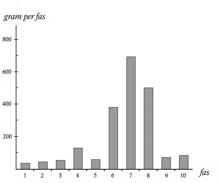 ANDERS SÖDERBERG OCH NY BJÖRN GUSTAFSSON De större volymerna påträffas först i faserna 6 till 8, från 1100-talets början till dess slut (fig. 5).